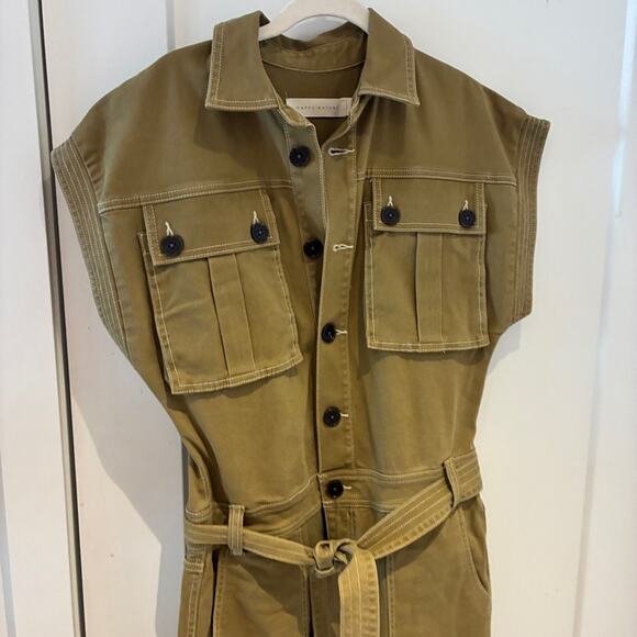 Happy X Nature Olive Green Twill Jumpsuit Sz 6 - Picture 5 of 12
